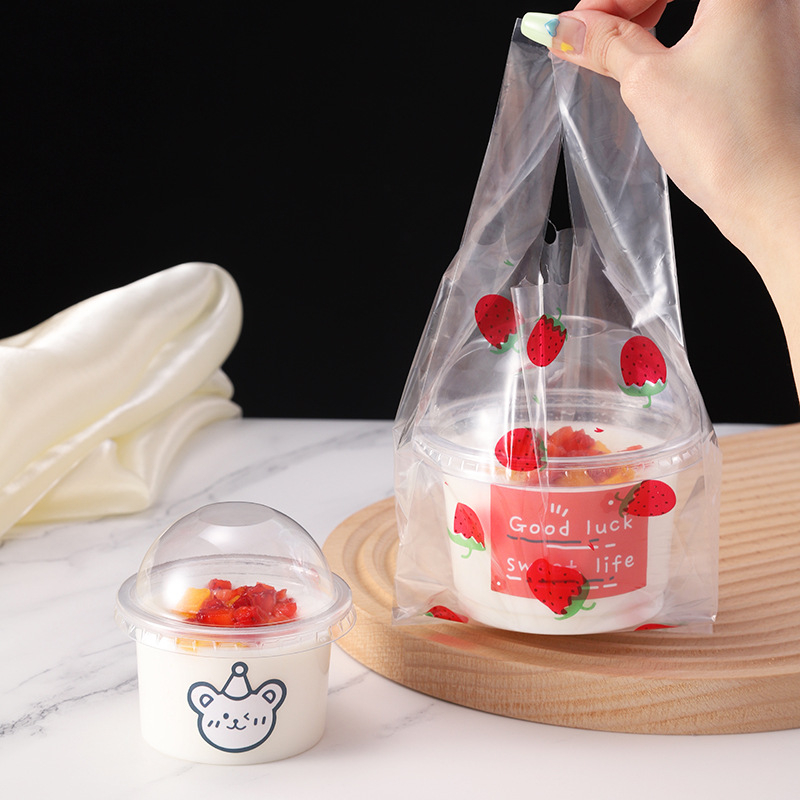 Cupă de unică folosință pentru budincă, cu capac, potrivită pentru mousse și iaurt