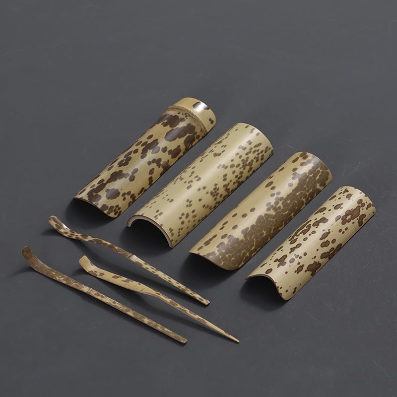 Meifei set de ceai din bambus natural, lucrat manual, accesorii pentru ceremonia Kung Fu, colecția Six Gentlemen pentru ceremonia ceaiului, tavă lotus pentru ceai, ac de ceai și clește de ceai
