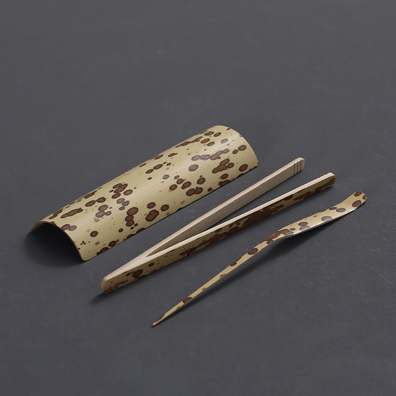 Meifei set de ceai din bambus natural, lucrat manual, accesorii pentru ceremonia Kung Fu, colecția Six Gentlemen pentru ceremonia ceaiului, tavă lotus pentru ceai, ac de ceai și clește de ceai