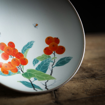 Farfurie mare din ceramică Ru kiln, cu picioare înalte, pentru prăjituri și fructe, stil chinezesc
