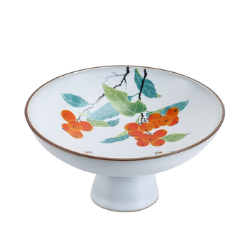 Farfurie mare din ceramică Ru kiln, cu picioare înalte, pentru prăjituri și fructe, stil chinezesc