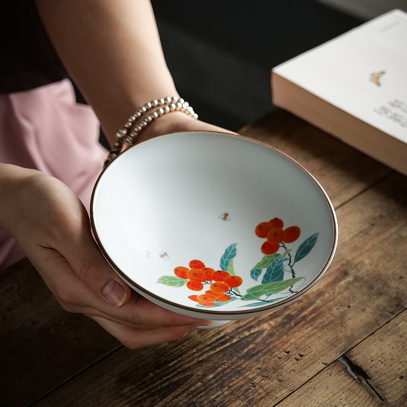 Farfurie mare din ceramică Ru kiln, cu picioare înalte, pentru prăjituri și fructe, stil chinezesc