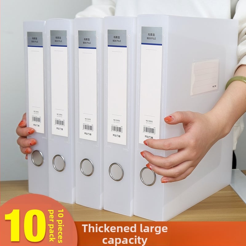 10 priehľadných A4 dokumentových krabičiek, plastové úložné boxy, 55 mm hrúbka, na domáce aj kancelárske použitie, zvislé skladovanie, veľký rozmer