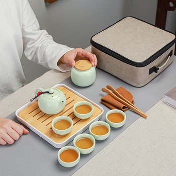 Set de ceai ceramic Ding ware pentru călătorii, set portabil Kung Fu, cu logo personalizat pentru cadouri de afaceri