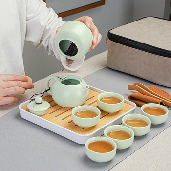 Set de ceai ceramic Ding ware pentru călătorii, set portabil Kung Fu, cu logo personalizat pentru cadouri de afaceri