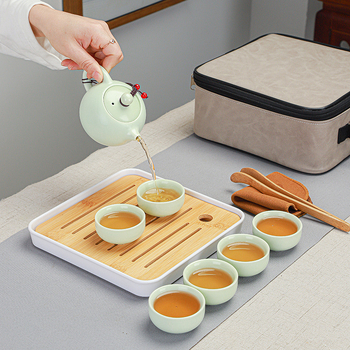 Set de ceai ceramic Ding ware pentru călătorii, set portabil Kung Fu, cu logo personalizat pentru cadouri de afaceri