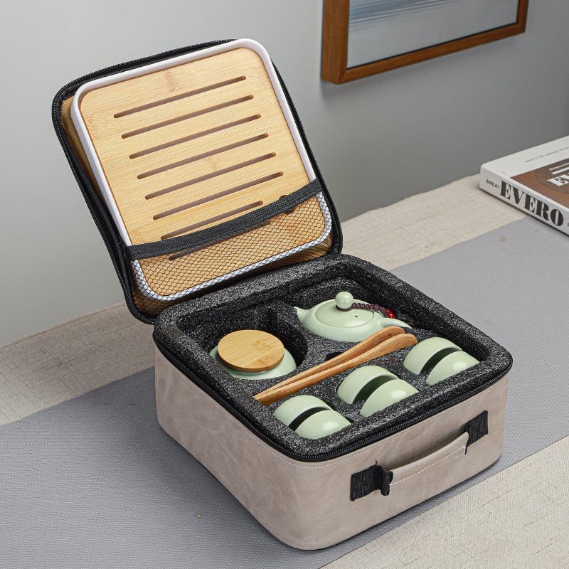Set de ceai ceramic Ding ware pentru călătorii, set portabil Kung Fu, cu logo personalizat pentru cadouri de afaceri