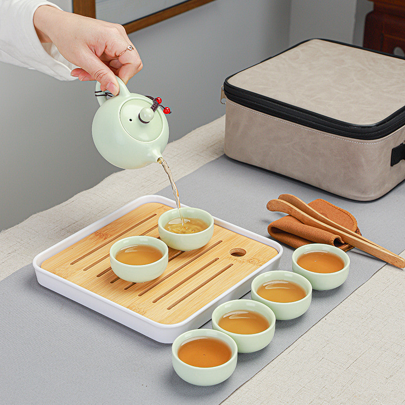 Set de ceai ceramic Ding ware pentru călătorii, set portabil Kung Fu, cu logo personalizat pentru cadouri de afaceri