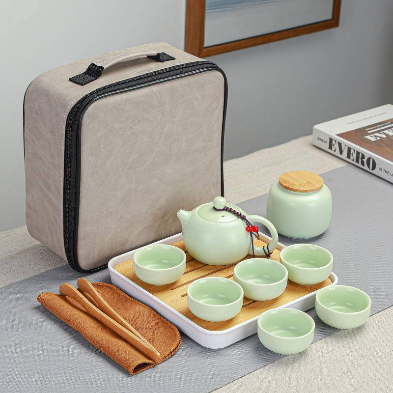 Set de ceai ceramic Ding ware pentru călătorii, set portabil Kung Fu, cu logo personalizat pentru cadouri de afaceri