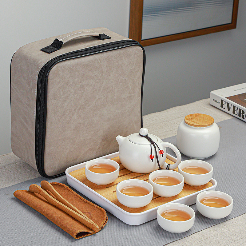 Set de ceai ceramic Ding ware pentru călătorii, set portabil Kung Fu, cu logo personalizat pentru cadouri de afaceri
