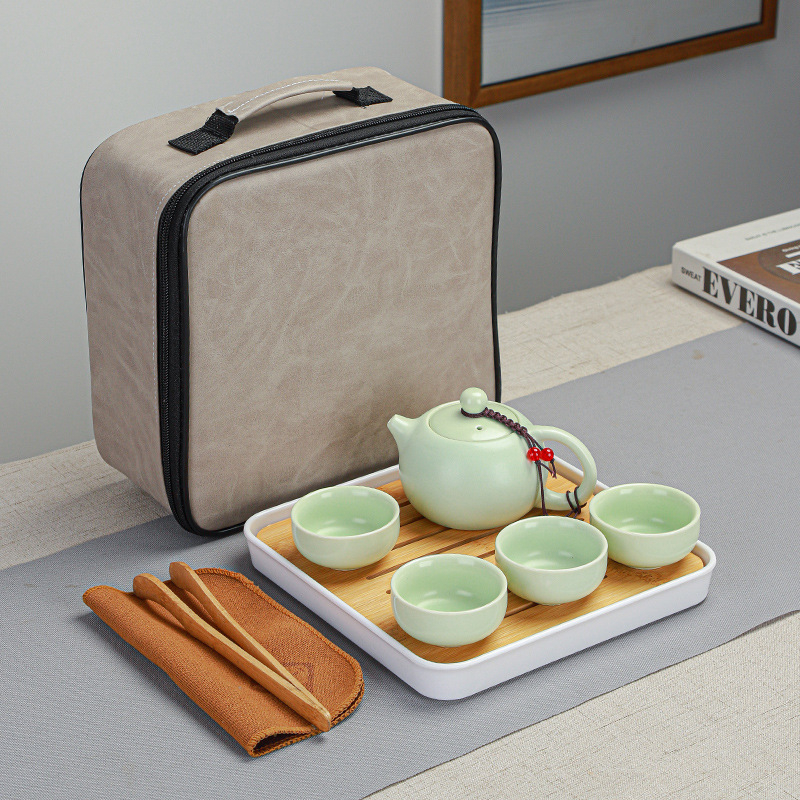 Set de ceai ceramic Ding ware pentru călătorii, set portabil Kung Fu, cu logo personalizat pentru cadouri de afaceri