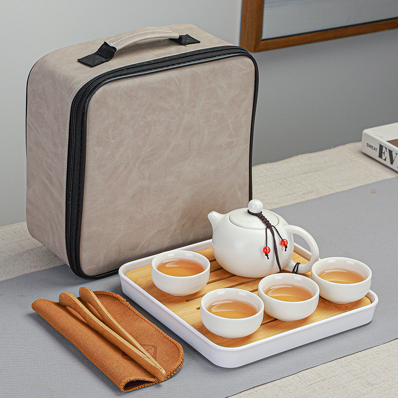 Set de ceai ceramic Ding ware pentru călătorii, set portabil Kung Fu, cu logo personalizat pentru cadouri de afaceri