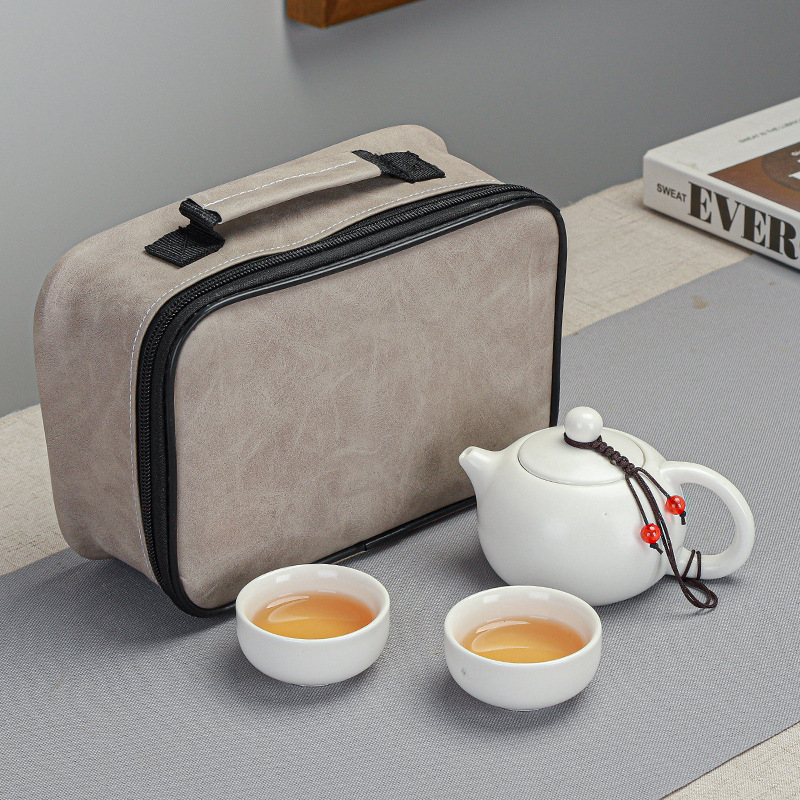 Set de ceai ceramic Ding ware pentru călătorii, set portabil Kung Fu, cu logo personalizat pentru cadouri de afaceri