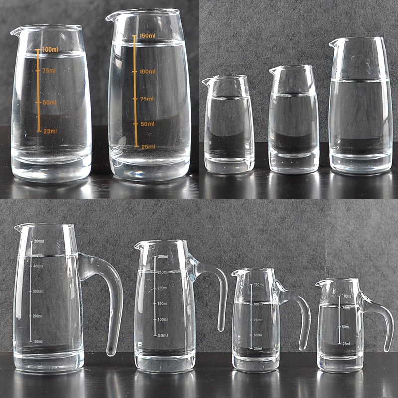 Decantor din sticlă pentru băuturi spirtoase, cu scară de măsurare pe mâner, stil chinezesc, pentru uz casnic