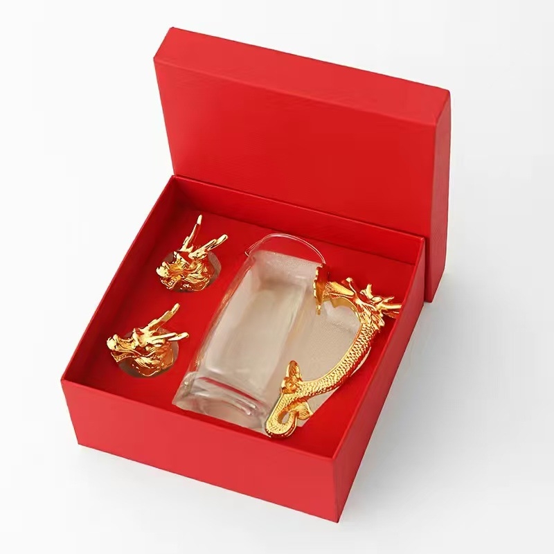 Set de pahare pentru lichior în stil chinezesc, cu 12 zodii, sticlă cristal, pahar pentru shot, dozator de băuturi în cutie cadou, en gros