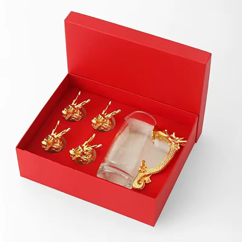 Set de pahare pentru lichior în stil chinezesc, cu 12 zodii, sticlă cristal, pahar pentru shot, dozator de băuturi în cutie cadou, en gros