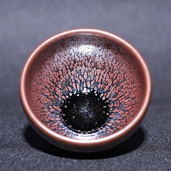 Ceașcă de ceai Jianyang Jianyao – Hundred Flowers Blue Kirin Gold, Jian Zhan Master Cup, Oil-Drop Peony Pair Cup