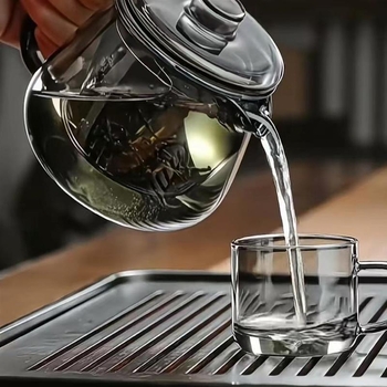 Ceainic din sticlă cu funcție de separare a apei, borosilicat gros, rezistent la temperaturi înalte pentru prepararea ceaiului.