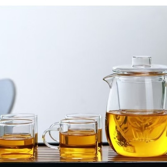 Ceainic din sticlă cu funcție de separare a apei, borosilicat gros, rezistent la temperaturi înalte pentru prepararea ceaiului.