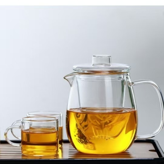 Ceainic din sticlă cu funcție de separare a apei, borosilicat gros, rezistent la temperaturi înalte pentru prepararea ceaiului.