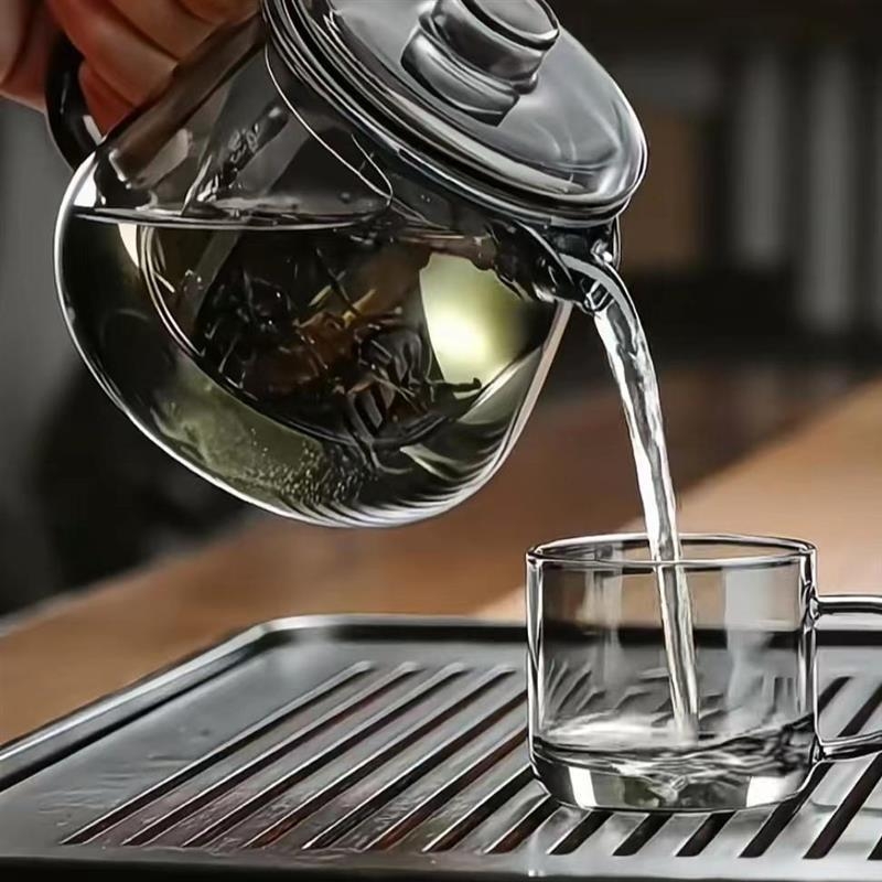 Ceainic din sticlă cu funcție de separare a apei, borosilicat gros, rezistent la temperaturi înalte pentru prepararea ceaiului.