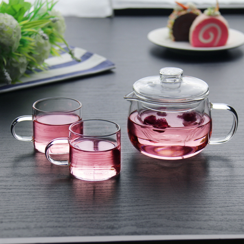 Ceainic din sticlă cu funcție de separare a apei, borosilicat gros, rezistent la temperaturi înalte pentru prepararea ceaiului.