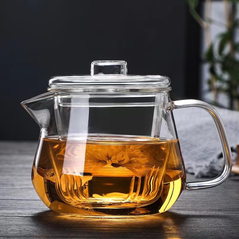 Ceainic din sticlă cu funcție de separare a apei, borosilicat gros, rezistent la temperaturi înalte pentru prepararea ceaiului.