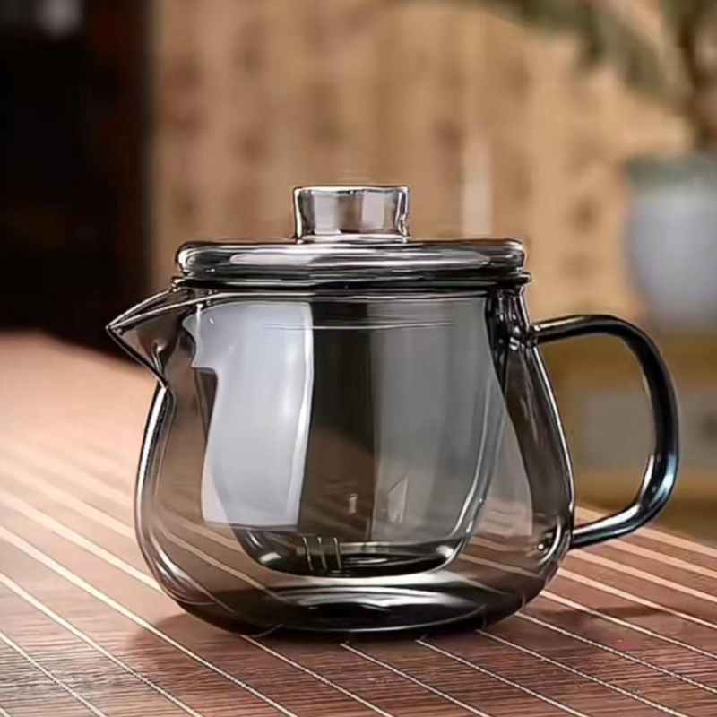 Ceainic din sticlă cu funcție de separare a apei, borosilicat gros, rezistent la temperaturi înalte pentru prepararea ceaiului.