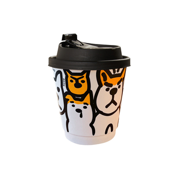 Cupe de hârtie de unică folosință cu capac, pereți dubli - pentru băuturi la pachet: cafea, ceai cu lapte și lapte de soia, 301-400 ml