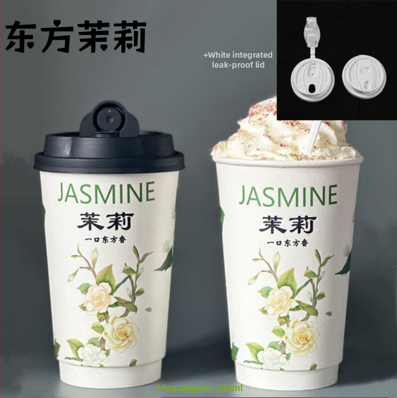 Pahar de unică folosință pentru cafea și ceai pentru take-away, diametrul 90 mm, 500 ml, potrivit pentru băuturi calde și reci, cu două pereți, îngroșat, protecție împotriva arderii
