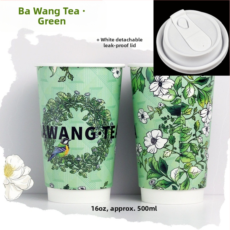 Pahar de unică folosință pentru cafea și ceai pentru take-away, diametrul 90 mm, 500 ml, potrivit pentru băuturi calde și reci, cu două pereți, îngroșat, protecție împotriva arderii