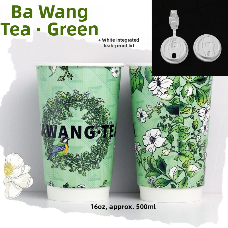 Pahar de unică folosință pentru cafea și ceai pentru take-away, diametrul 90 mm, 500 ml, potrivit pentru băuturi calde și reci, cu două pereți, îngroșat, protecție împotriva arderii