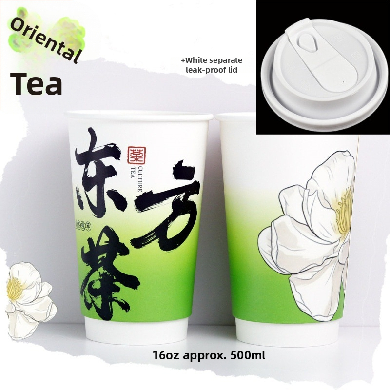 Pahar de unică folosință pentru cafea și ceai pentru take-away, diametrul 90 mm, 500 ml, potrivit pentru băuturi calde și reci, cu două pereți, îngroșat, protecție împotriva arderii