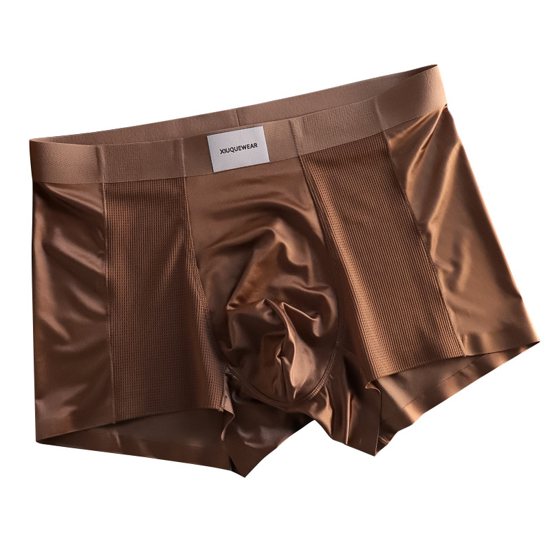 Višestruko pakiranje muških bokserica od satena Ice Silk, tanke, srednje visine struka, prozračne i udobne.