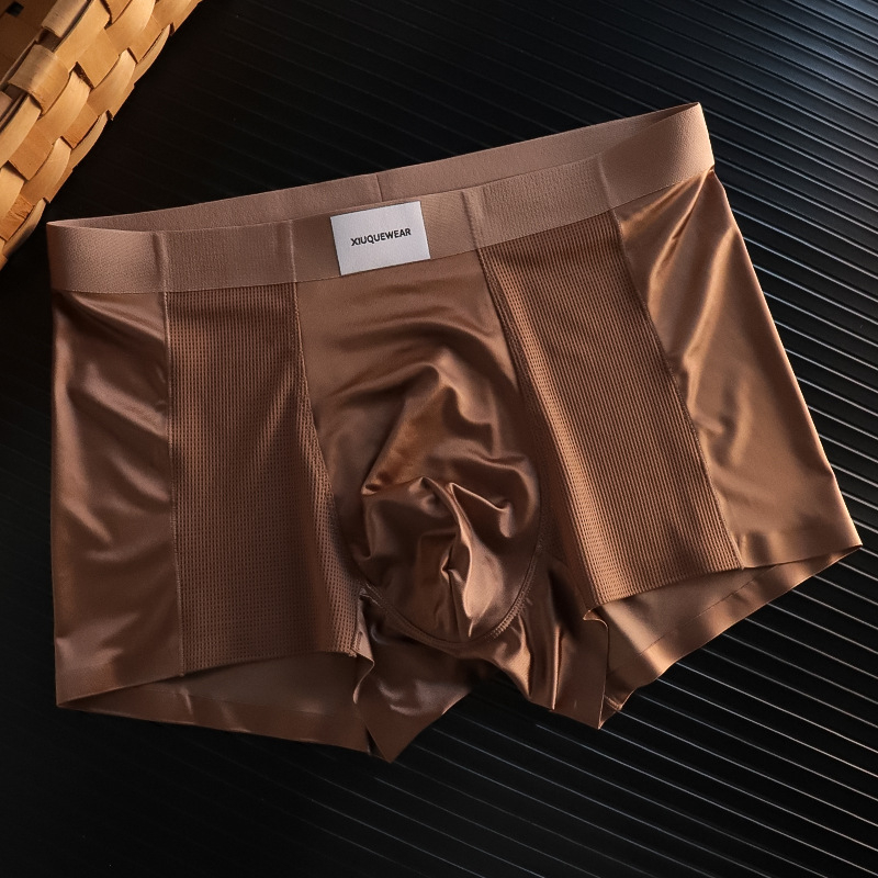 Višestruko pakiranje muških bokserica od satena Ice Silk, tanke, srednje visine struka, prozračne i udobne.
