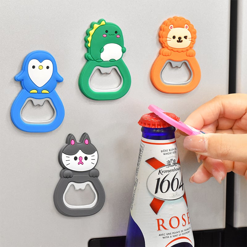 Deschizător de sticle cu magnet pentru frigider, din PVC moale, design vertical magnetic, portabil și pliabil, cadou