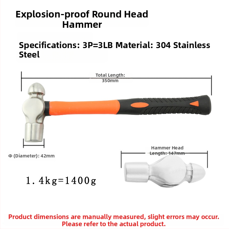 5051 Bofang Nipeli z 304 ocele, nem magnetické Nipple Hammer, 2 lb–2,5 lb, drevená alebo gumová rukoväť, guľatá hlava