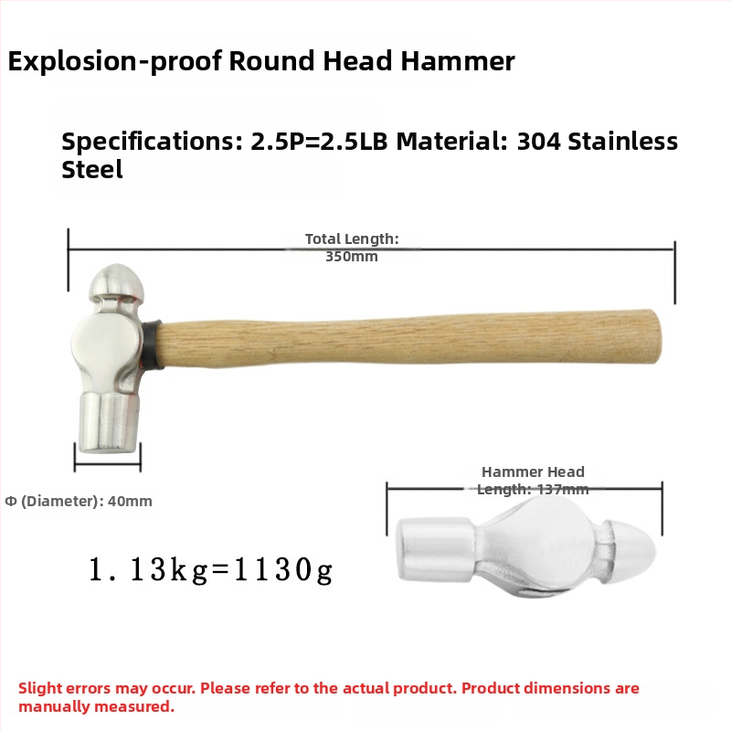 5051 Bofang Nipeli z 304 ocele, nem magnetické Nipple Hammer, 2 lb–2,5 lb, drevená alebo gumová rukoväť, guľatá hlava