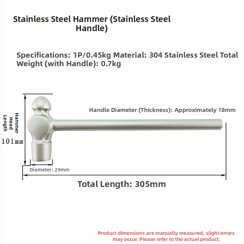 5051 Bofang Nipeli z 304 ocele, nem magnetické Nipple Hammer, 2 lb–2,5 lb, drevená alebo gumová rukoväť, guľatá hlava