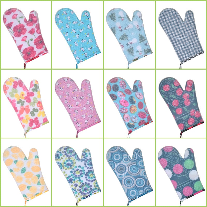 Mănuși din silicon pentru bucătărie, căptușite cu bumbac, rezistente la temperaturi înalte, izolație termică, pentru cuptor, coacere, grătar și cuptor cu microunde