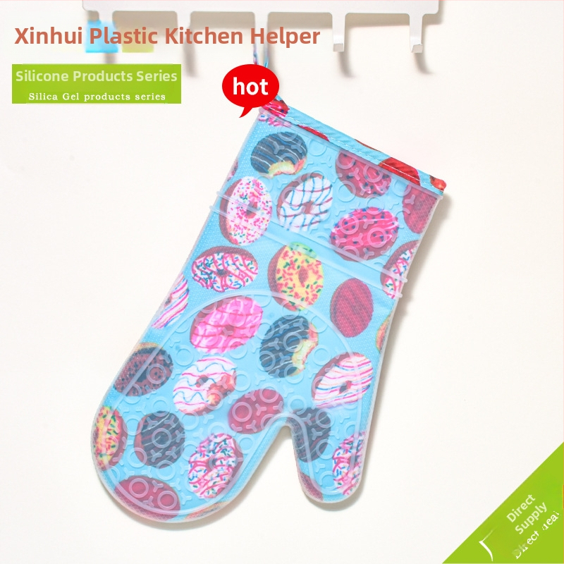 Mănuși din silicon pentru bucătărie, căptușite cu bumbac, rezistente la temperaturi înalte, izolație termică, pentru cuptor, coacere, grătar și cuptor cu microunde