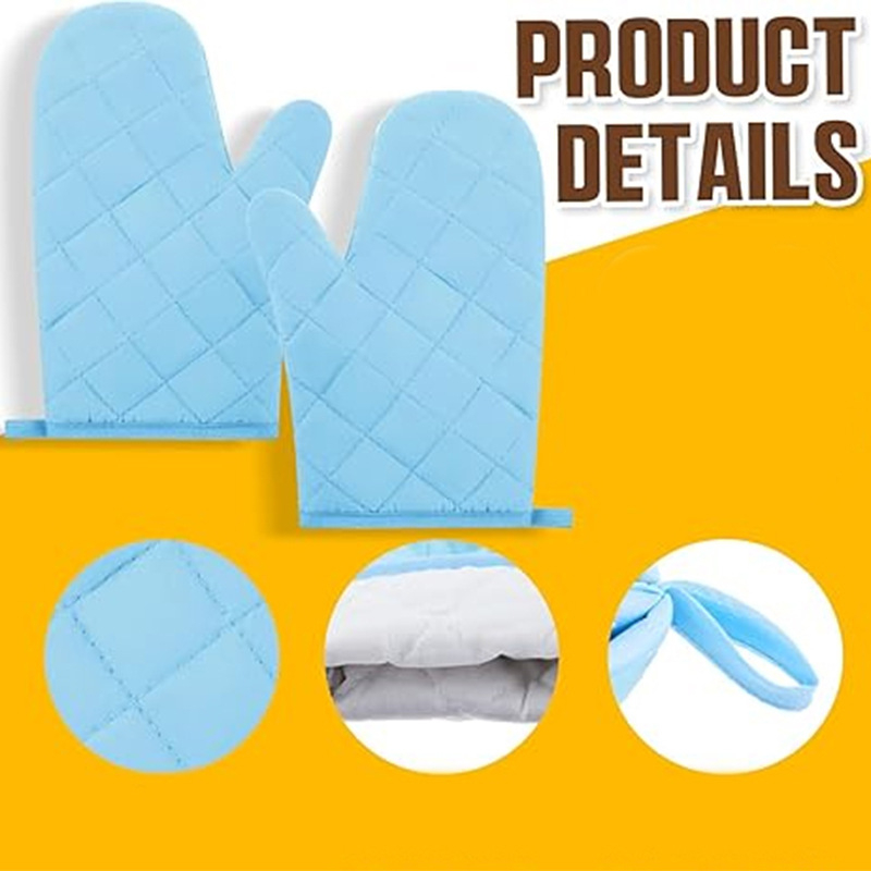 Mănuși de bucătărie rezistente la temperaturi înalte, pentru cuptor cu microunde și coacere, 28 cm, poliester-bumbac