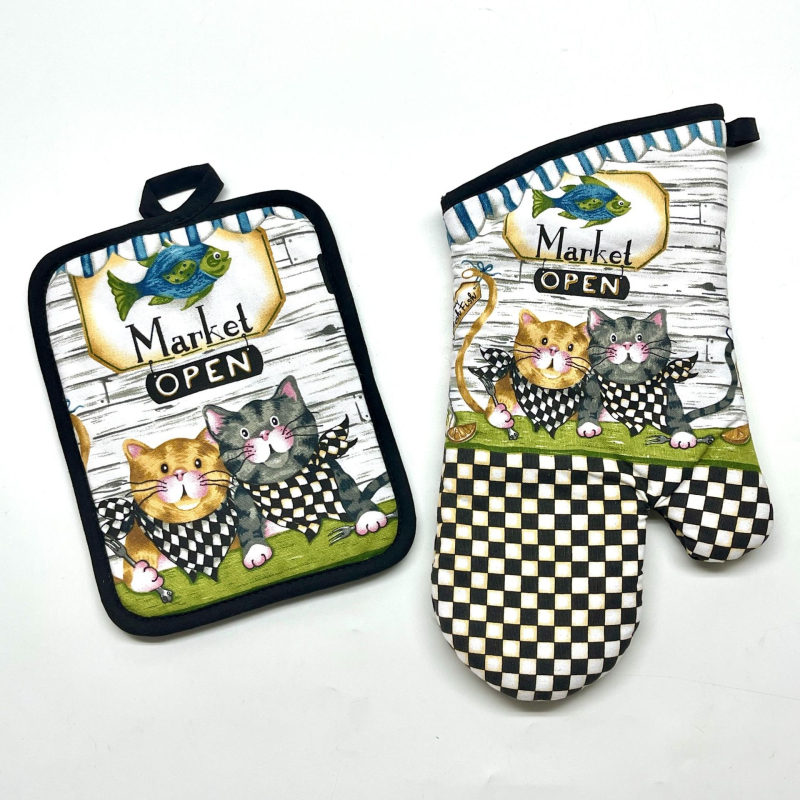 Set mănuși izolante pentru coacere și pad pentru oale pentru cuptorul cu microunde