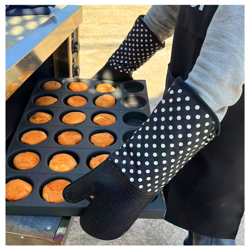 Mănuși din silicon pentru bucătărie, pentru cuptor cu microunde, lungi, rezistente la temperaturi înalte, pentru gătit și coacere, cu model cățeluș