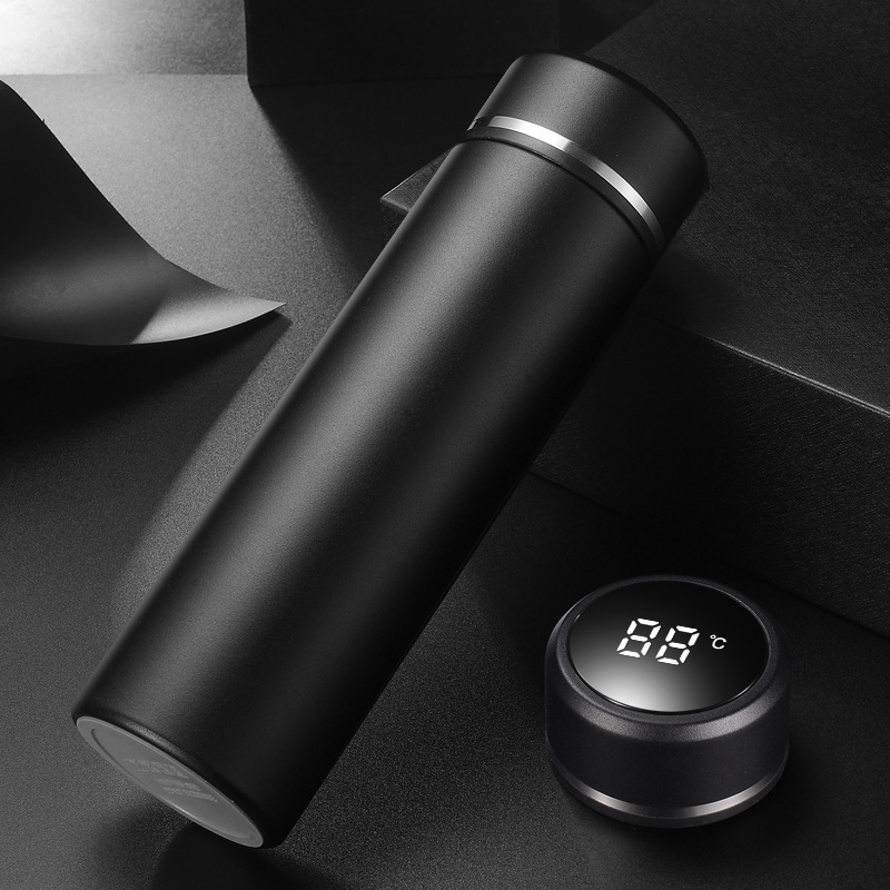 Ceașcă termică izolată cu afișaj inteligent al temperaturii, interior din oțel inox 316, exterior din oțel inox 304, filtru pentru ceai, cadou corporativ