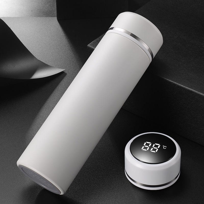 Ceașcă termică izolată cu afișaj inteligent al temperaturii, interior din oțel inox 316, exterior din oțel inox 304, filtru pentru ceai, cadou corporativ