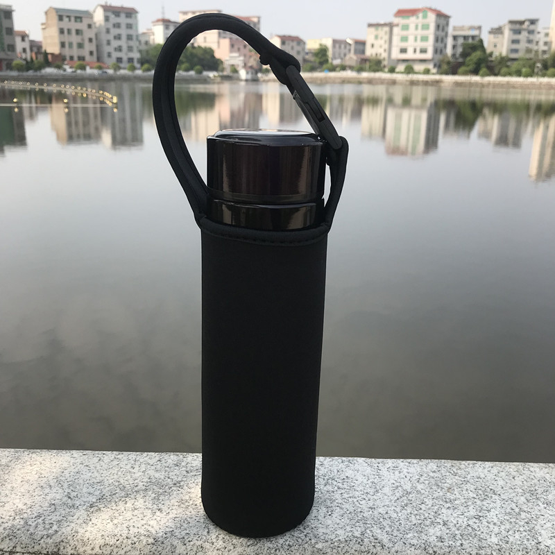 Husă elastică pentru termos, culoare solidă, curea pentru purtare pe umăr, izolație și protecție anti-cădere, din material neopren