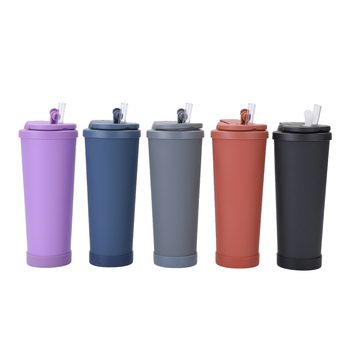 Cană de cafea cu izolație în vid, 830 ml, cu interior ceramic și carcasă din oțel inoxidabil, portabilă cu mâner și pai