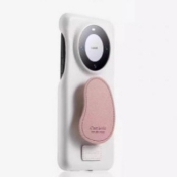 Θήκη TPU για Huawei Mate70 Pro με υφή δέρματος σε γαλακτώδες κίτρινο, πολυτελής αίσθηση, με στήριγμα, συμβατή με Pura70Pro