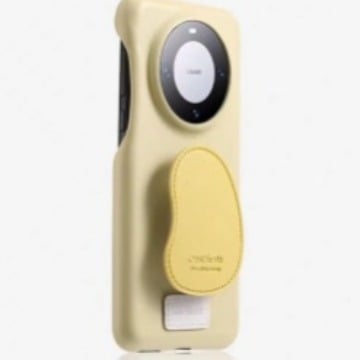 Θήκη TPU για Huawei Mate70 Pro με υφή δέρματος σε γαλακτώδες κίτρινο, πολυτελής αίσθηση, με στήριγμα, συμβατή με Pura70Pro